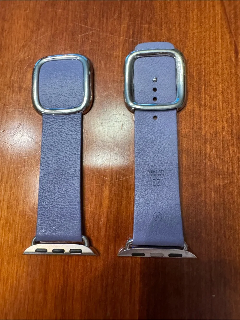 Apple Purple Leather Watch Band with Silver Connectors